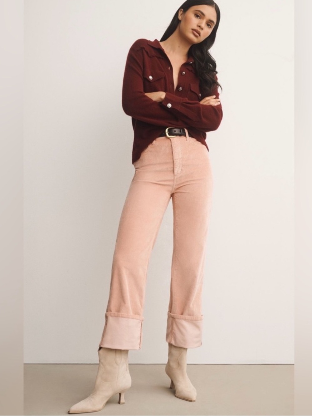 Anthropologie The Scotty Cuffed High-Rise Straight-Leg Jeans: Corduroy Edition